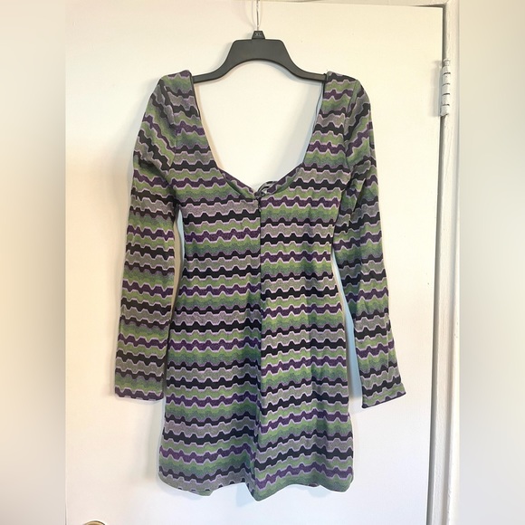 Zara Lace Up Cut Out Metallic Zig Zag Mini Dress NWT - Picture 5 of 9